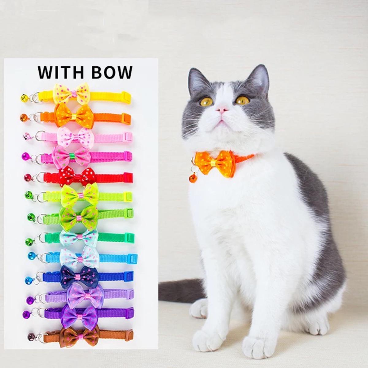 Pet tie Cat Collar Adjustable Dot Prints Doggy Bow/Tie With Bell Fashion Pets Necktie Collars Bells and Charms pet supplies