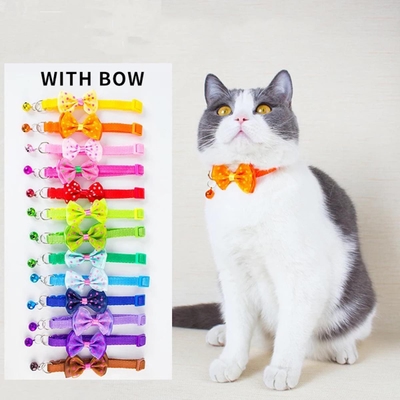 Pet tie Cat Collar Adjustable Dot Prints Doggy Bow/Tie With Bell Fashion Pets Necktie Collars Bells and Charms pet supplies_img_0