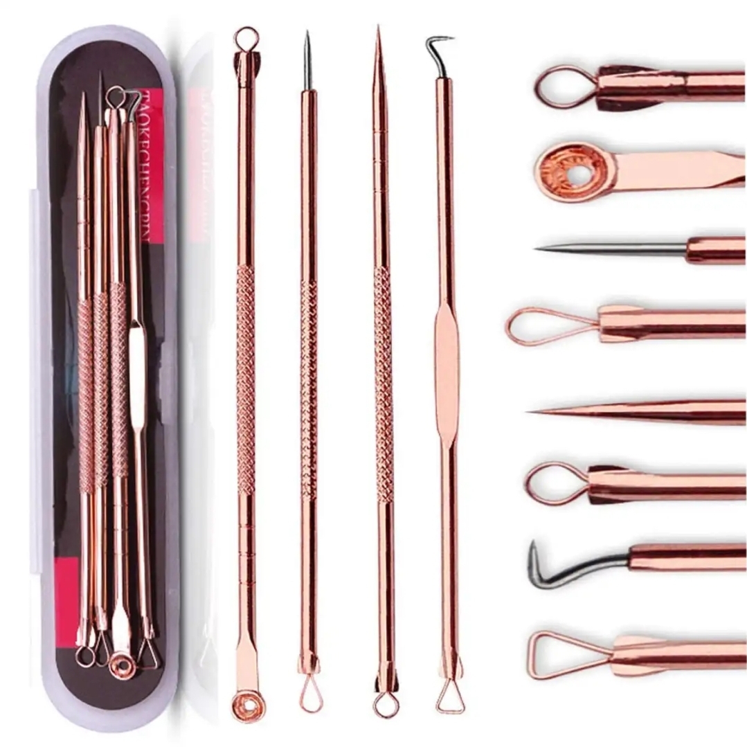 4 Pcs Set Stainless Steel Extractor Blackhead Remover Needles Acne (4 Pcs/Box) - Black Head Remover