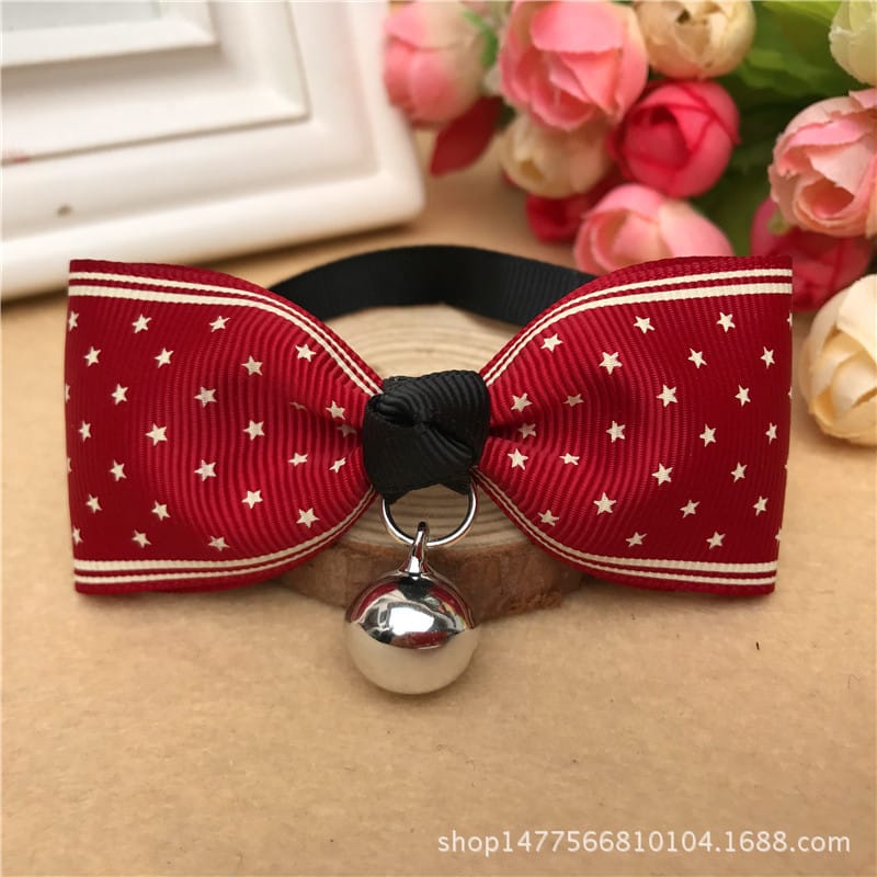 Luxury Bow Design Cat Collar Neck Bow Strap 9Red star)