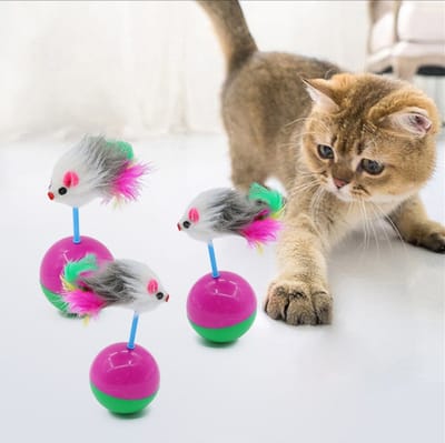 Pet Cat Toy Mimi Favorite Fur Mouse Tumbler Kitten Cat Toys Plastic Feather Play Balls for Catch Cats Supplies_img_0