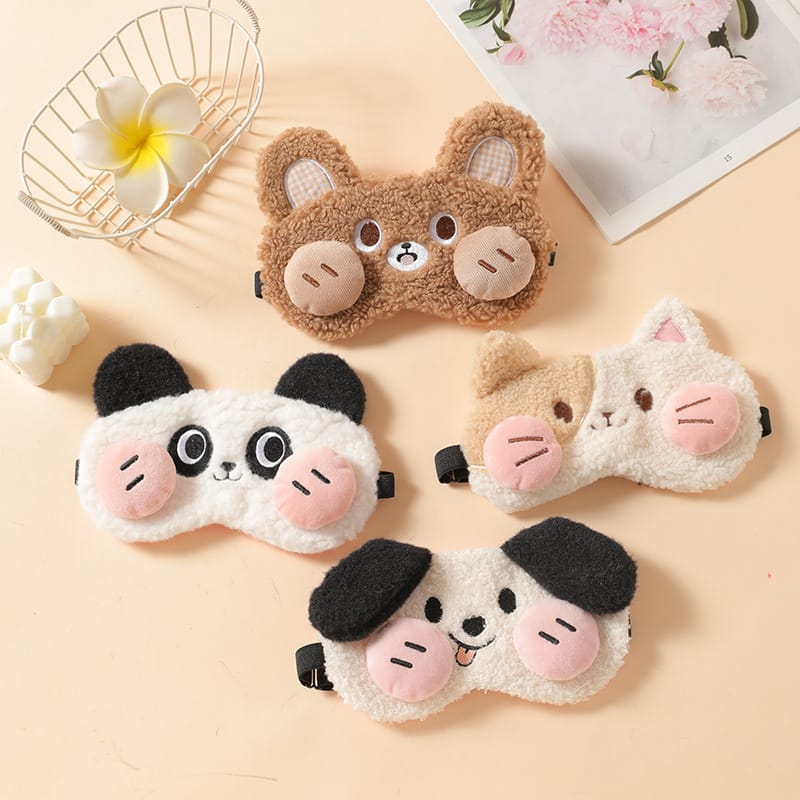 Cute Cat Design Luxury Eye Mask for Sleeping Cute Cartoon design Sleeping Mask Travel Rest Eye Shade Band Eye Patch Blindfold Sleep Aid Eyepatch(with gel pad)