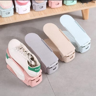Shoe Slots Organizer, Adjustable Stacker Storage Space Saver, Double Deck Holder for Closet Organization_img_0
