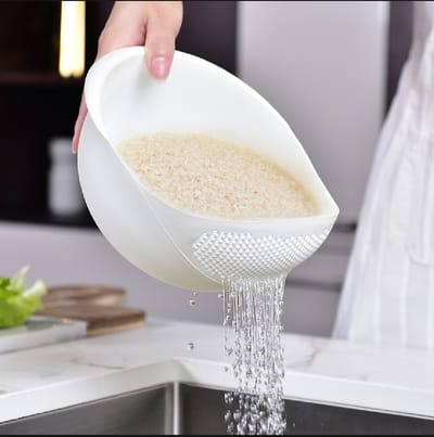 01 pcs Perfect Plastic Washing Bowl For Rice Vegetables Fruits Container 2 in 1 Plastic Rice Washer Strainer and Colander_img_0