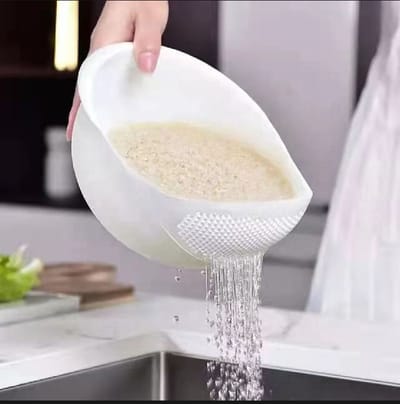 01 pcs Perfect Plastic Washing Bowl For Rice Vegetables Fruits Container 2 in 1 Plastic Rice Washer Strainer and Colander_img_6