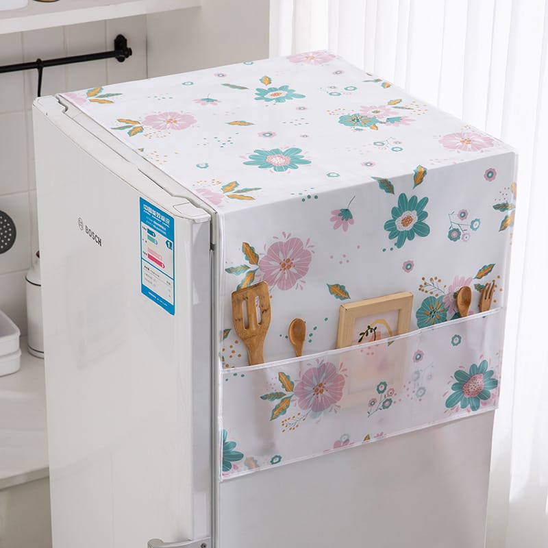 (Fridge Cover Flower Design) Waterproof Refrigerator Dust Cover Household Freezer Storage Bags Home-1 Pcs