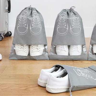 1 PCS Visible Home Storage Bag Non-Woven Dustproof Drawstring Storage Bags clothing Travel Pouch handbag Organizer Shoe Dust Bag_img_0