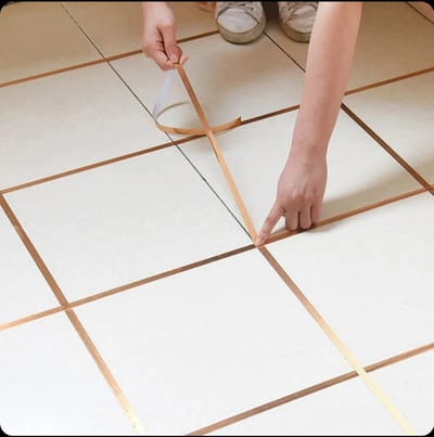 166 Feet (Bronze color) Self-Adhesive Waterproof Tile Gap Tape for Floor and Wall Sealing(1 line tiles gap adhesive)_img_2