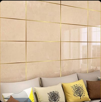 166 Feet (Golden color) Self-Adhesive Waterproof Tile Gap Tape for Floor and Wall Sealing(1 line tiles gap adhesive)_img_7