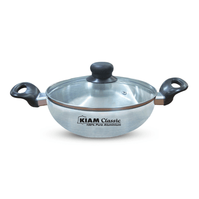 KIAM Aluminium Korai With Glass Lid 28 CM IB (Induction Bottom)_img_0