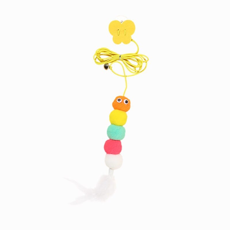 Self-healing elastic cat toy feather bell, cat amusing stick, door hanging swing, little mouse toy cat to relieve boredom(julunto ball)