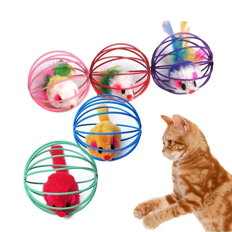 Cat Scratch Ball Toys Cat Interactive Toys Simulated Mouse in Rat Cage Ball Toy Funny Cat Toys Pet Accessories