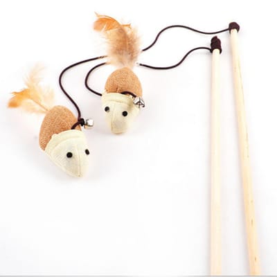 Interactive Play Feather Mouse Make Bar Bell Pet Cat Toys_img_0