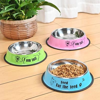 Cat Bowl Pet Bowl Stainless Steel Cat Food Water Bowl with Non-Slip Rubber Base_img_0