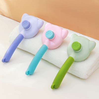 Cat Shape Pet Push Brush Automatic Plastic Shedding Hair Remove Tool Dog Cat Loose Hair Comb For Pet Faces Fur Nozzle Grooming_img_0