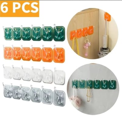 6 pcs hook set Cuttable Key Necklace Hanger Waterproof Bath Ball Towel Rack Space-saving Sundries Holder Strong Bearing Storage Shelf Self-adhesive Row Hook_img_0